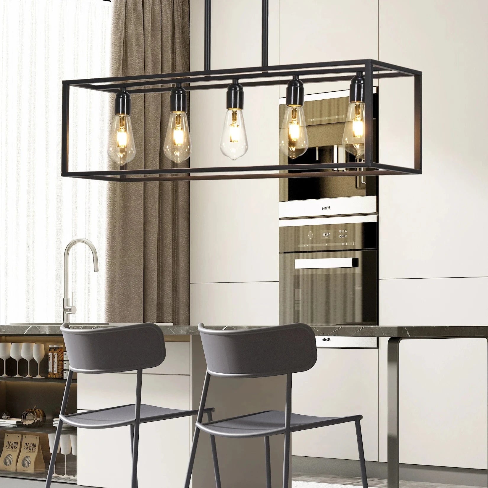 Grand lustre noir style industriel