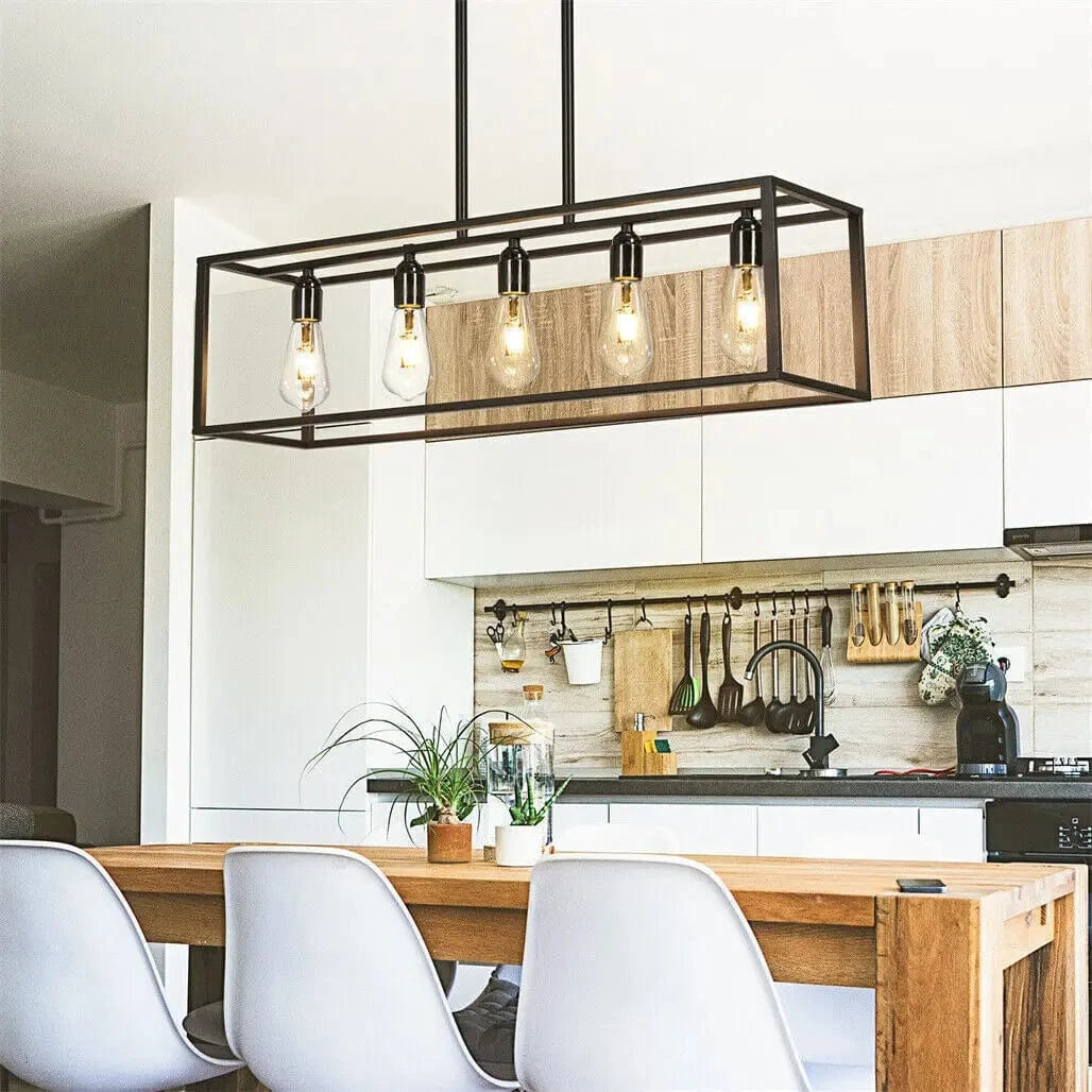 Grand lustre noir style industriel