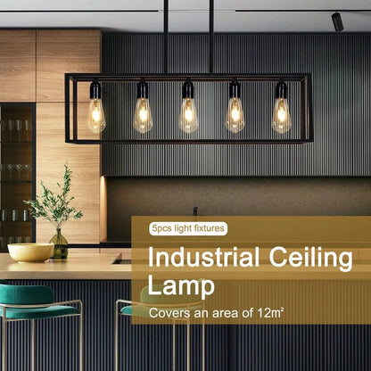 Grand lustre noir style industriel
