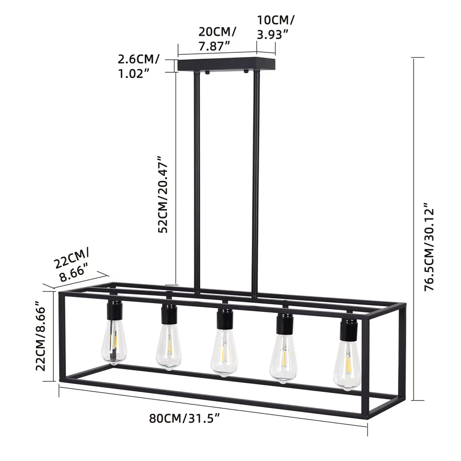 Grand lustre noir style industriel