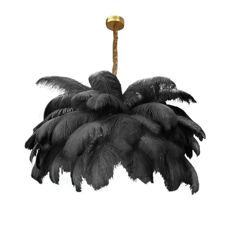 black / D120cm 39 feathers / Neutral light Grand Lustre Plumeau