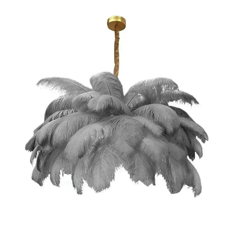 grey / D80cm 34 feathers / Neutral light Grand Lustre Plumeau