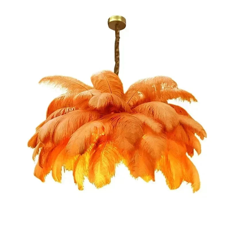 Orange / D80cm 34 feathers / Neutral light Grand Lustre Plumeau
