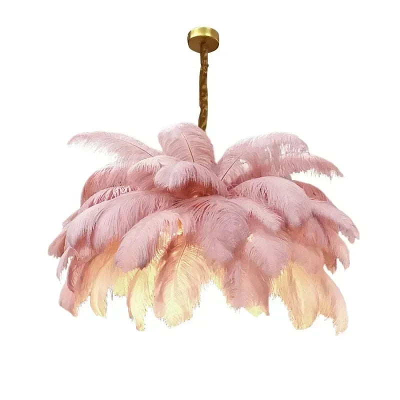 Pink / D80cm 34 feathers / Neutral light Grand Lustre Plumeau