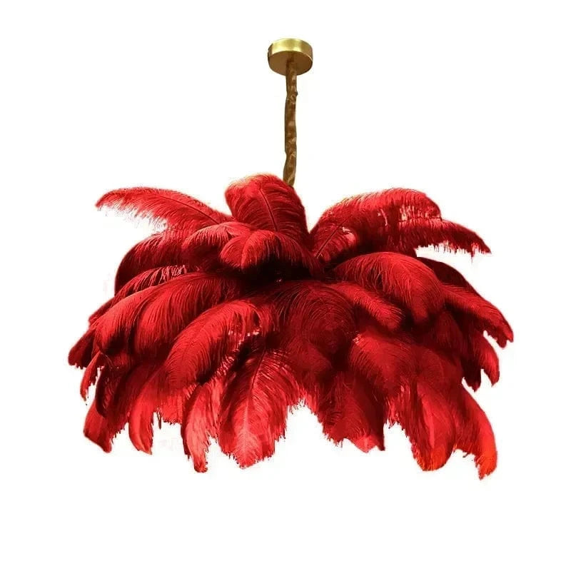 Red / D80cm 34 feathers / Neutral light Grand Lustre Plumeau
