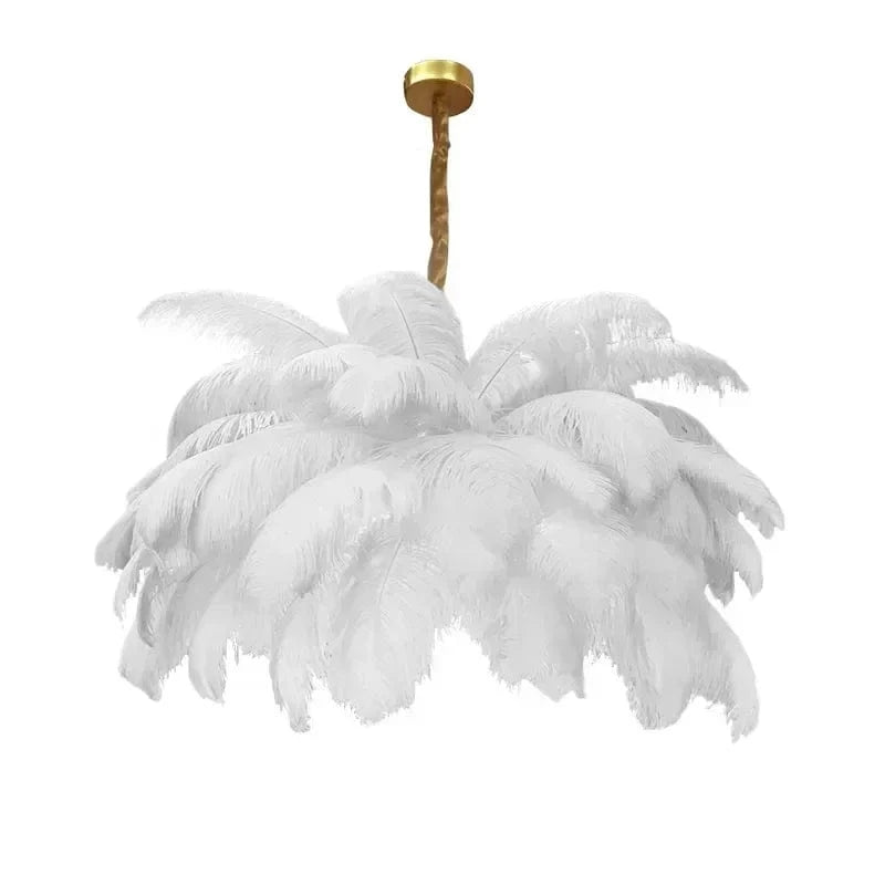 WHITE / D80cm 34 feathers / Neutral light Grand Lustre Plumeau