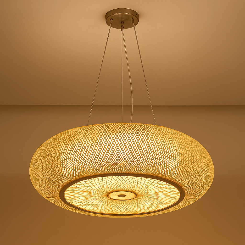 Grand lustre rotin