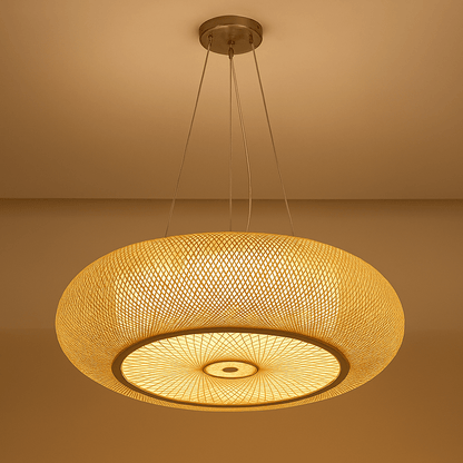 Grand lustre rotin