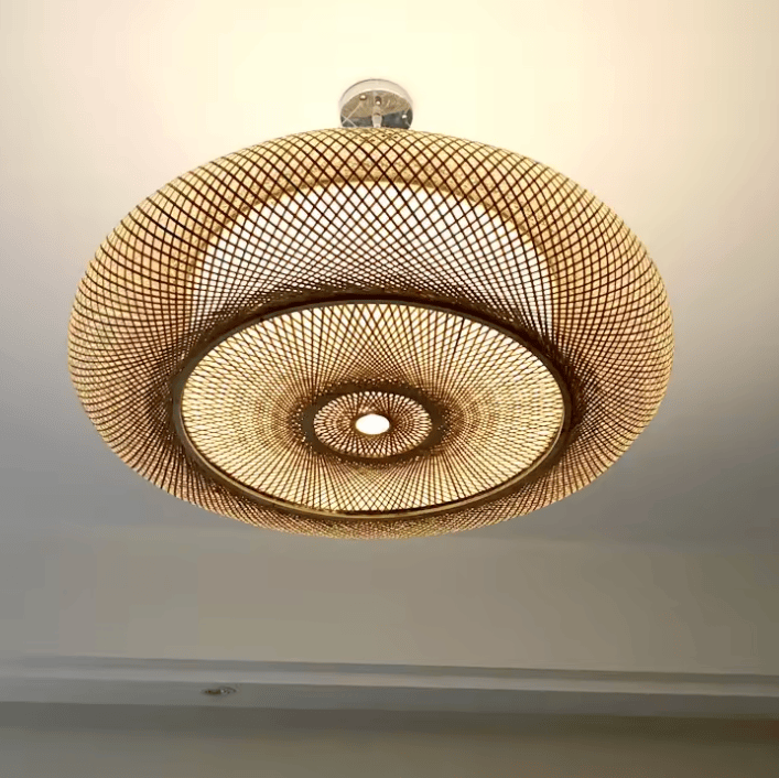 Grand lustre rotin