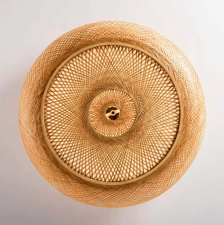 Grand lustre rotin