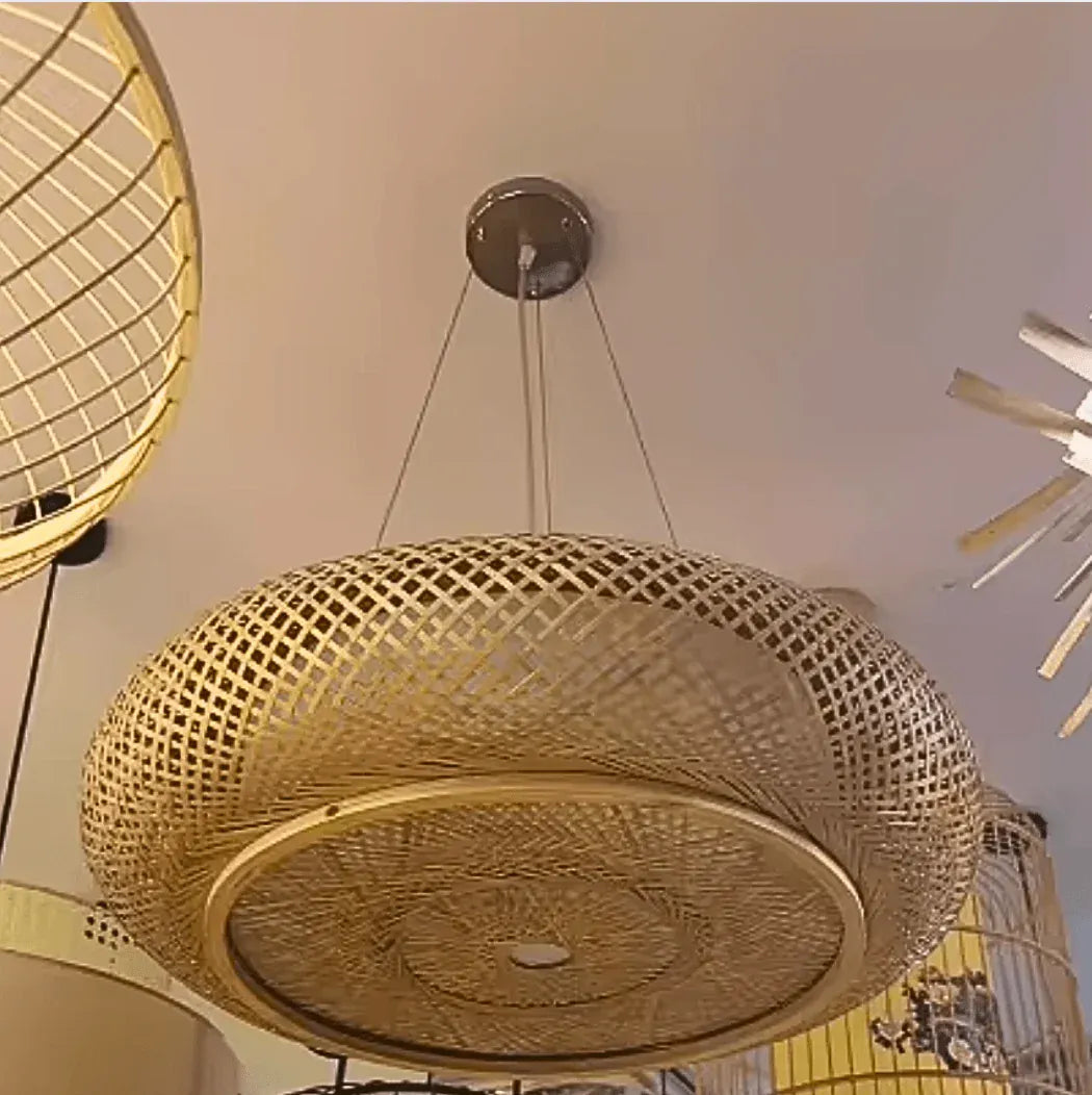 Grand lustre rotin