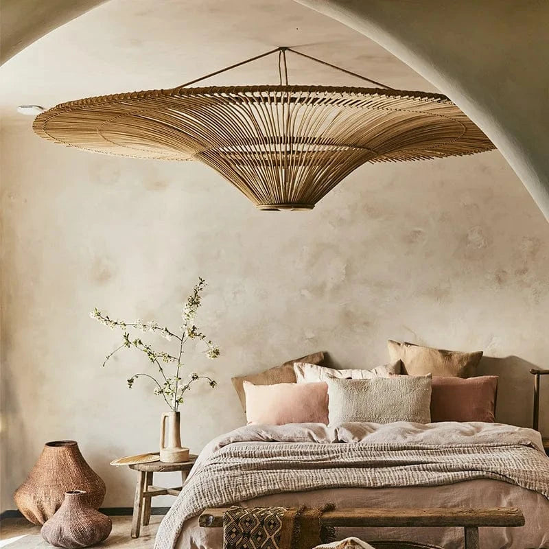Grand plafonnier rotin