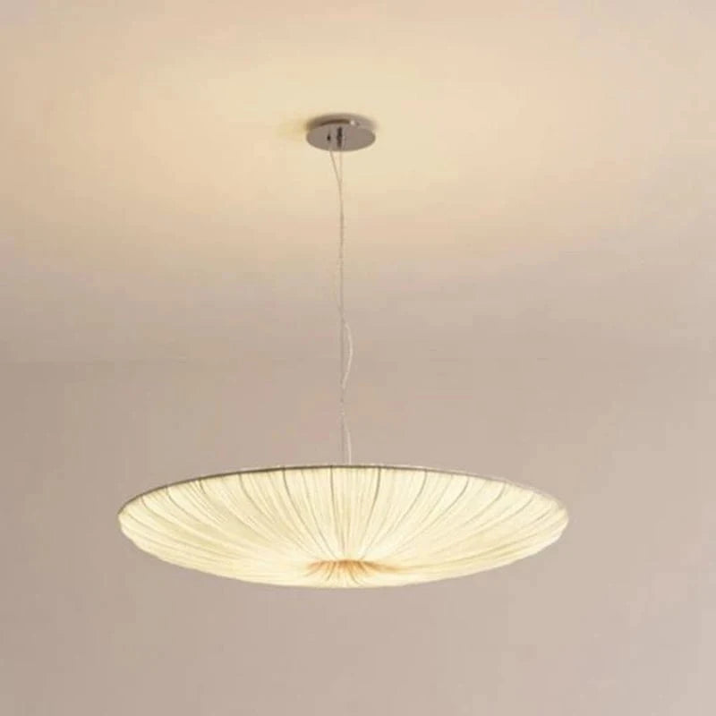 Pendant Lamp / 80cm / Warm light Grande suspension plate en tissu plissé