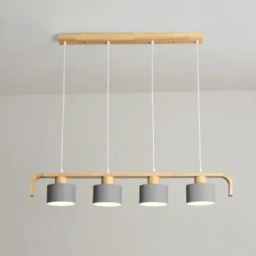 GRIS 4 TÊTES Luminaire cuisine bois