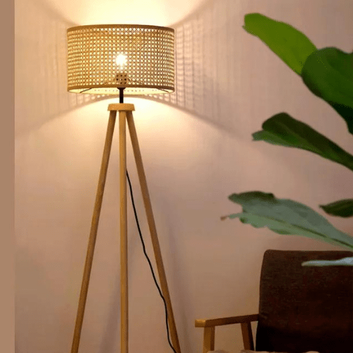 INTERRUPTEUR Abat-jour rotin lampe sur pied