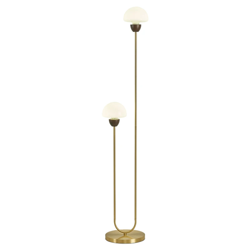 Lampadaire deux boules opaline arceau doré