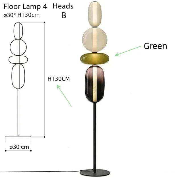 MODÈLE E 4 TÊTES Lampadaire en verre design