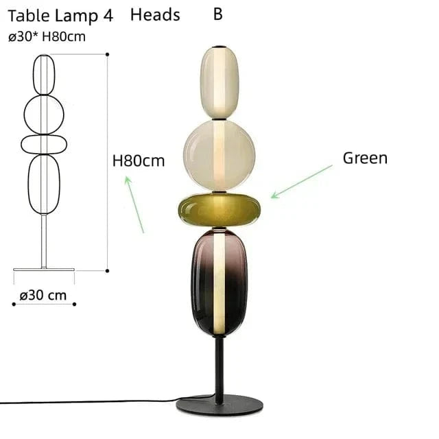 MODÈLE G 4 TÊTES Lampadaire en verre design