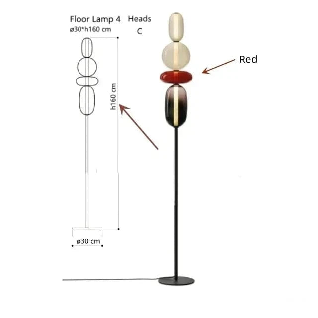 MODÈLE H 4 TÊTES Lampadaire en verre design
