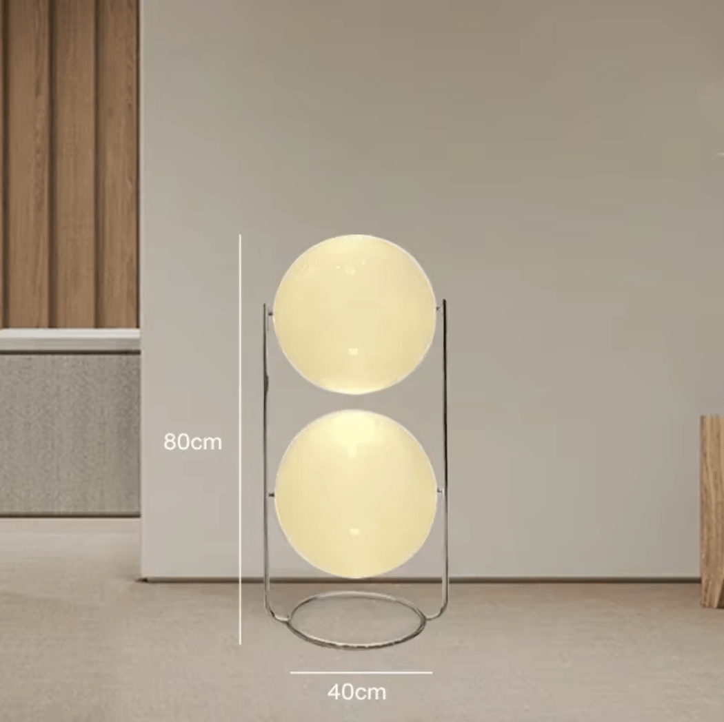 PETIT 2 BOULES / BLANCHE / LUMIÈRE CHAUDE Lampadaire globe
