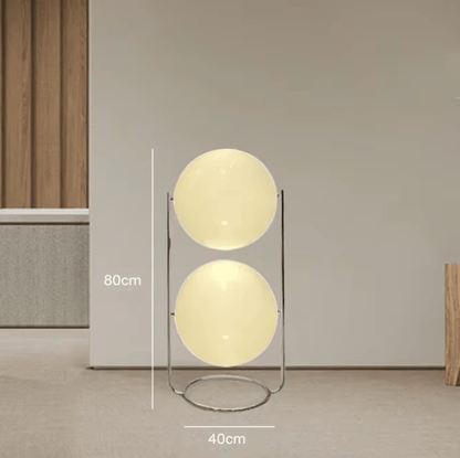 PETIT 2 BOULES / BLANCHE / LUMIÈRE CHAUDE Lampadaire globe