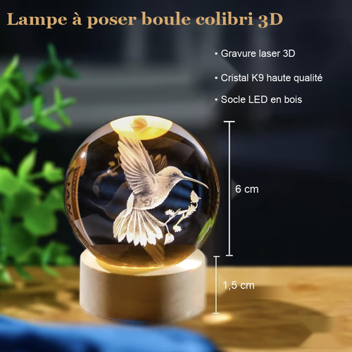 Lampe à poser boule colibri, dimensions