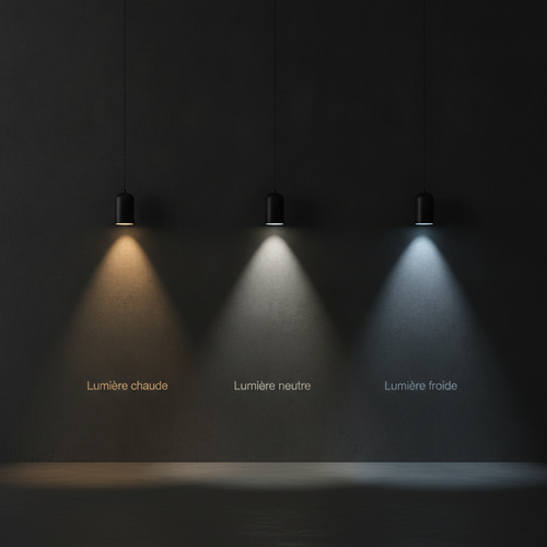 Comparaison des trois températures de lumière : chaude, neutre et froide