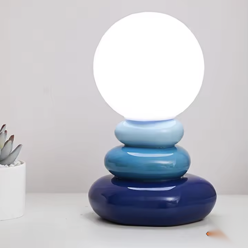 Lampe à poser boule en céramique bleue Image