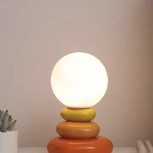 Lampe à poser boule en céramique orange Image
