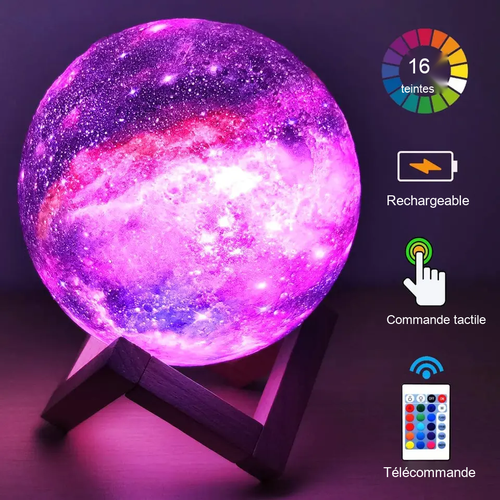 Lampe à poser boule lune galaxie, fonctions
