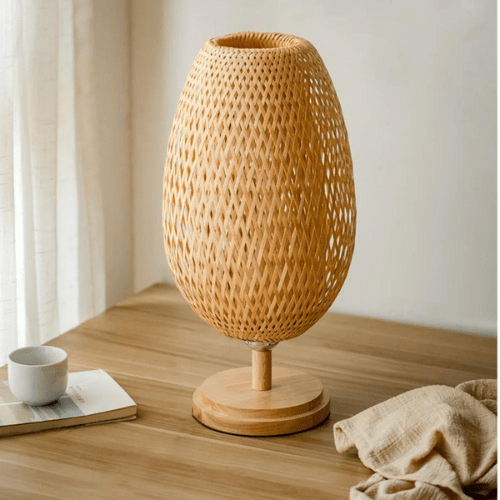 Lampe à poser en rotin