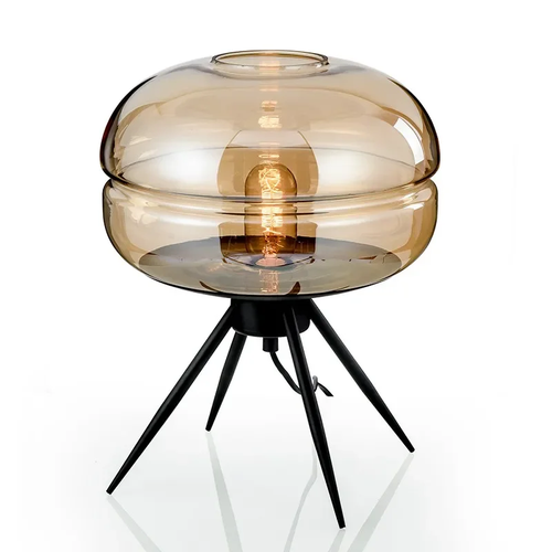 Lampe à poser verre ambré tripode design Image