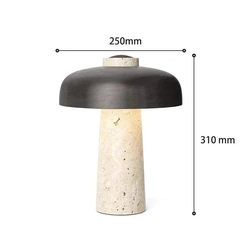 Black / AU Plug / Warm Light Lampe champignon en pierre de travertin