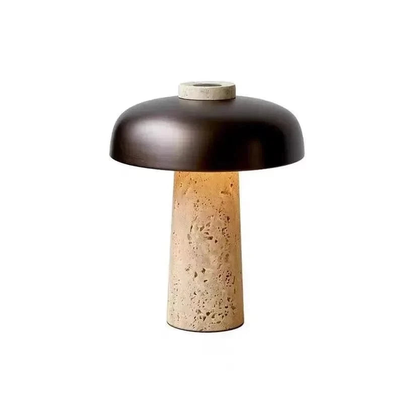 Lampe champignon en pierre de travertin