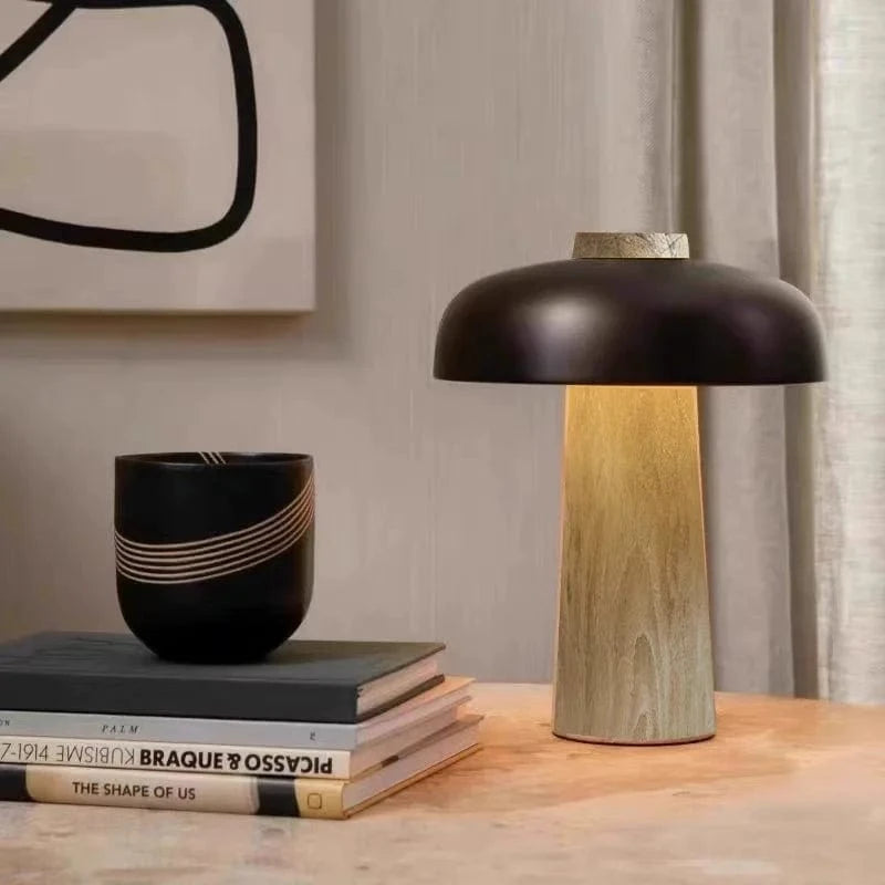 Lampe champignon en pierre de travertin