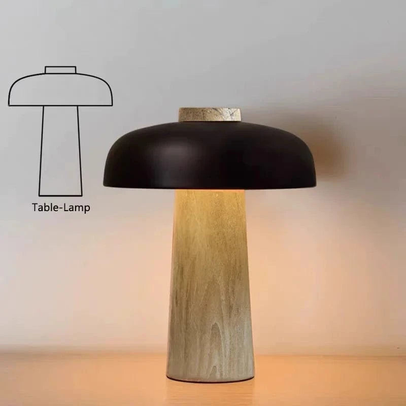 Lampe champignon en pierre de travertin