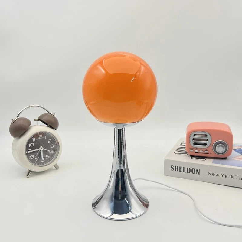 ORANGE Lampe de chevet boule en verre