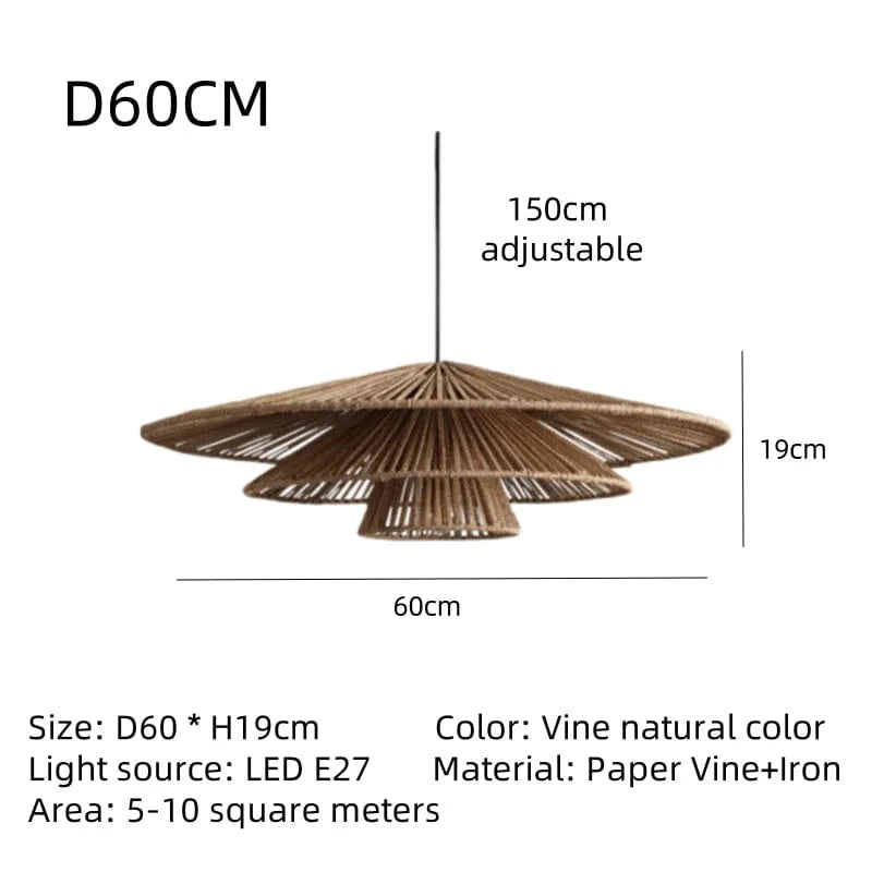 DIAMÈTRE 60CM / LUMIÈRE CHAUDE 3000k Lampe japonaise suspension