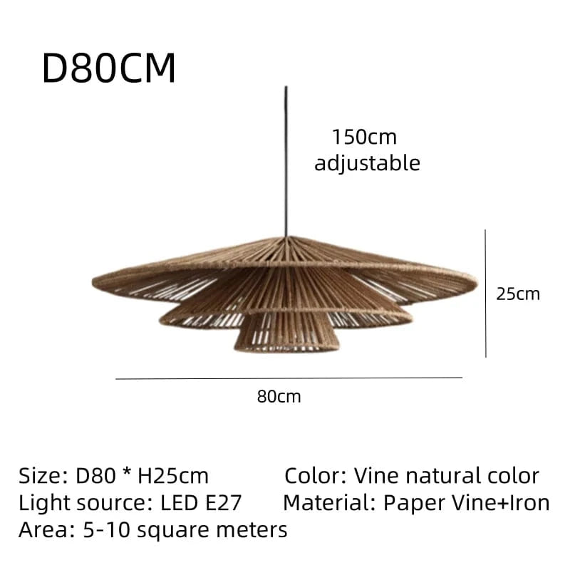 DIAMÈTRE 80CM / LUMIÈRE CHAUDE 3000k Lampe japonaise suspension
