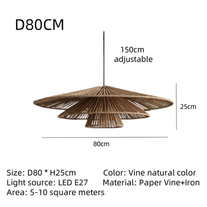 DIAMÈTRE 80CM / LUMIÈRE CHAUDE 3000k Lampe japonaise suspension