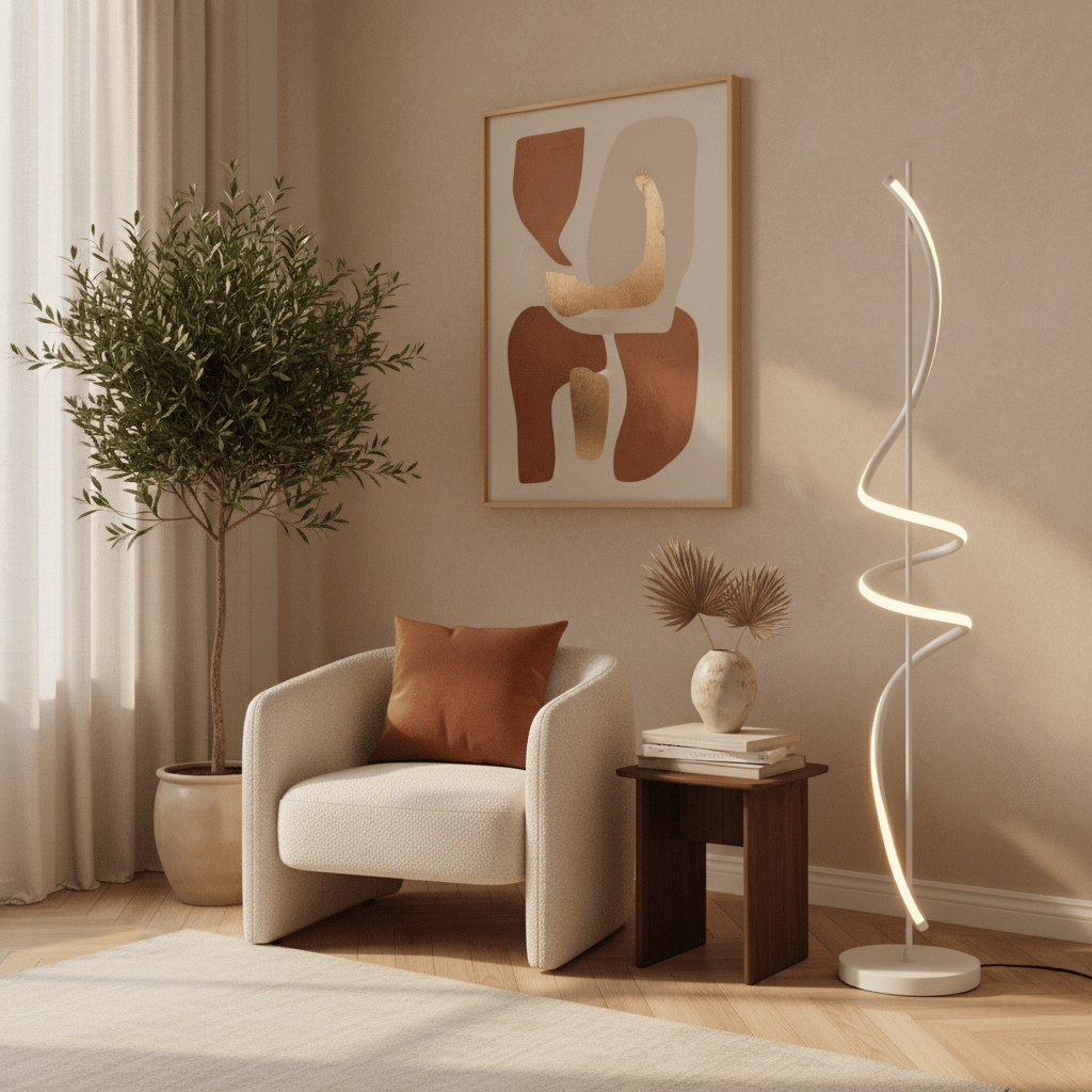BLANC 140CM / TRICOLORE ( INTERRUPTEUR ) Lampe led sur pied avec variateur