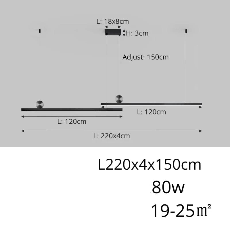 B 120x120cm / 3 Colors no remote Lampe LED Suspendue à Longue Bande