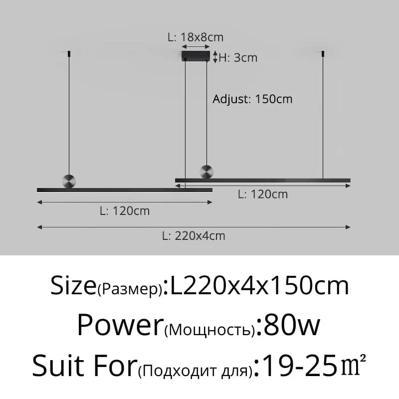 B 120x120cm / 3 Colors no remote Lampe LED Suspendue à Longue Bande
