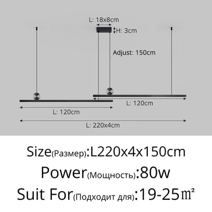 B 120x120cm / 3 Colors no remote Lampe LED Suspendue à Longue Bande