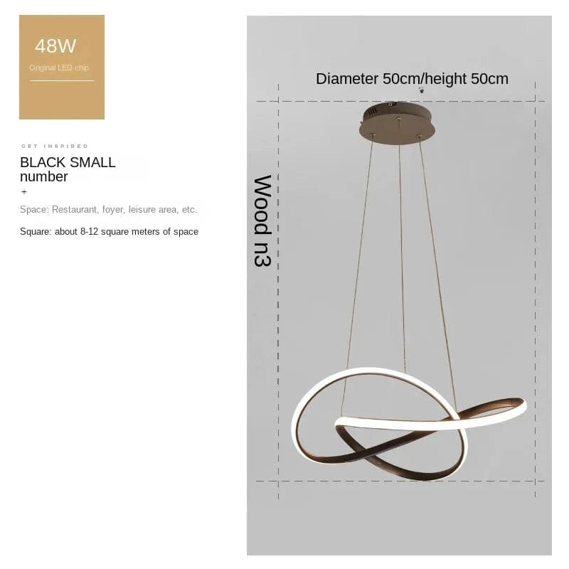 NOIR 50cm / TRICOLORE (CONTRÔLE INTERUPTEUR MURALE) Lampe led suspendue