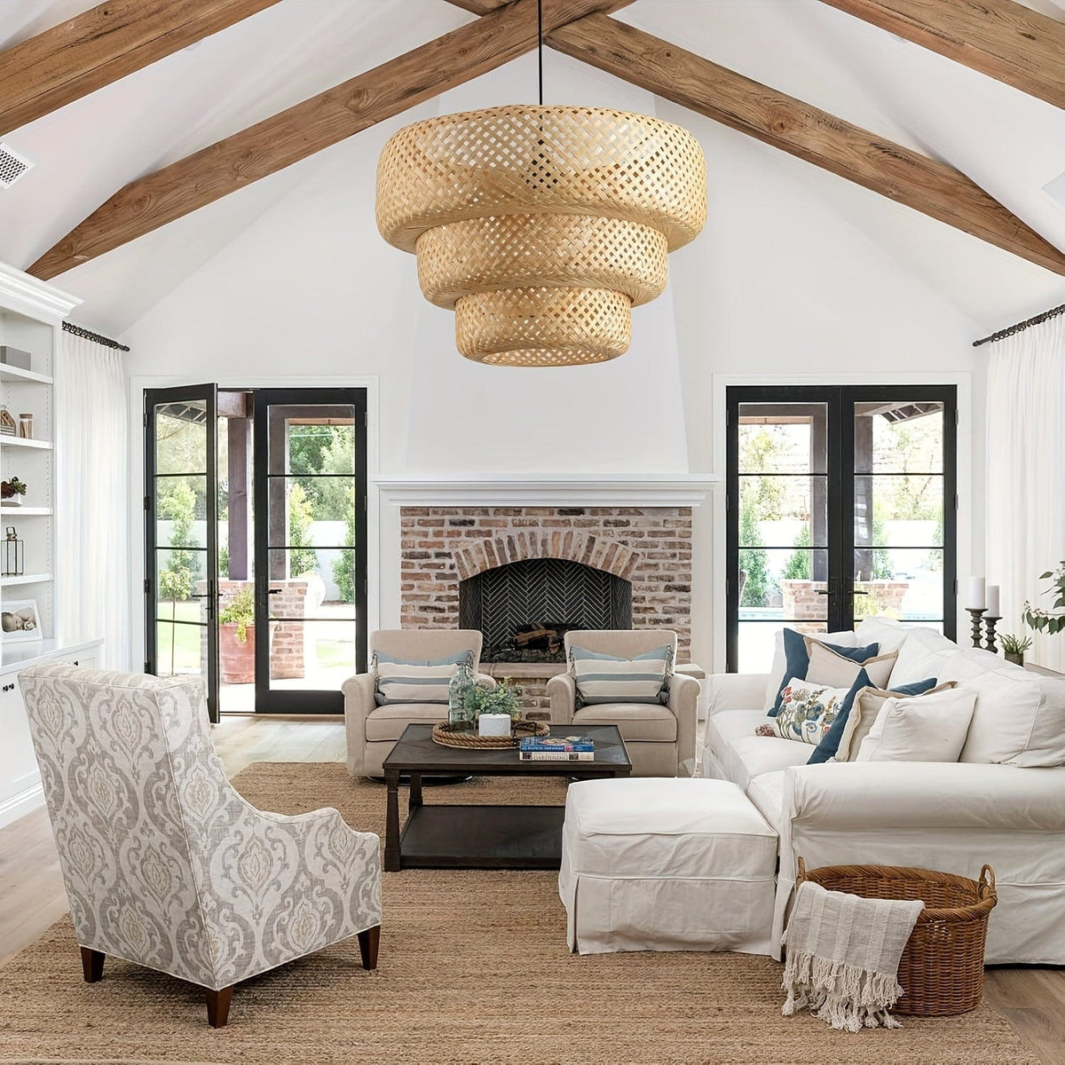 DIAMÈTRE 46 CM X HAUTEUR 12 CM Lampe rotin suspension