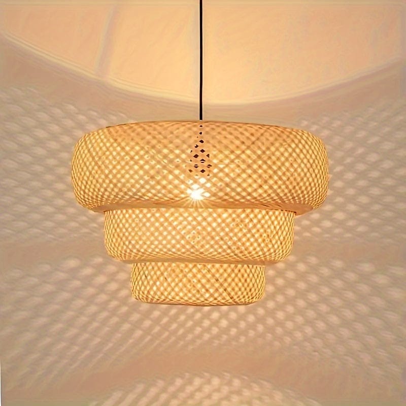 DIAMÈTRE 46 CM X HAUTEUR 12 CM Lampe rotin suspension