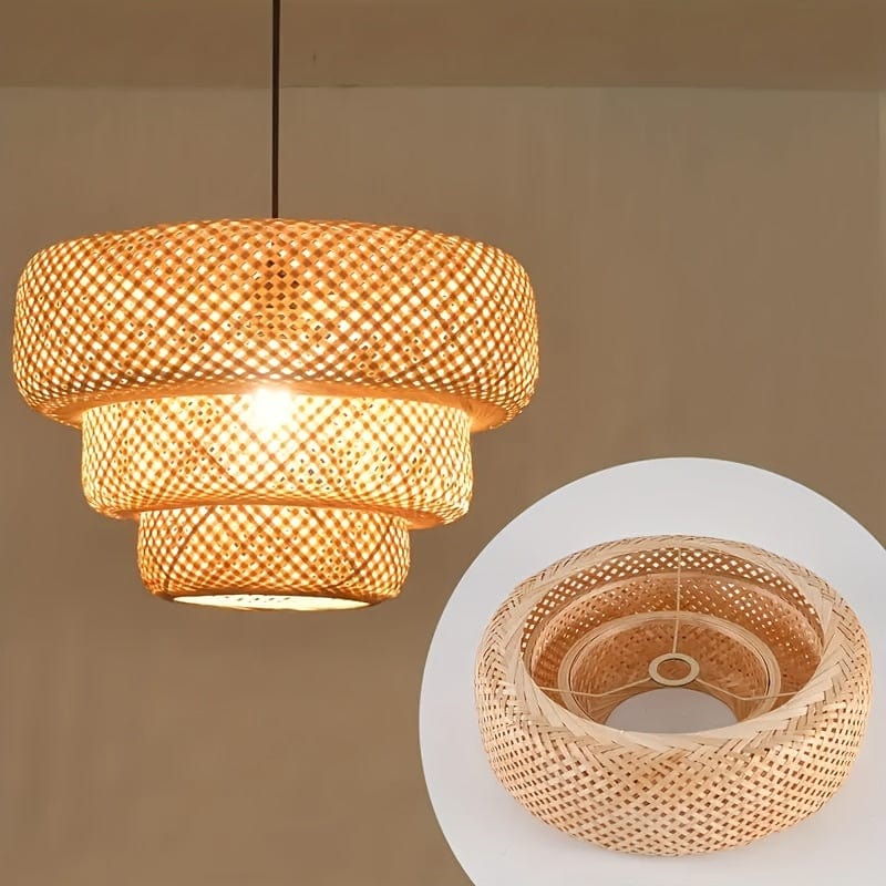 DIAMÈTRE 46 CM X HAUTEUR 12 CM Lampe rotin suspension