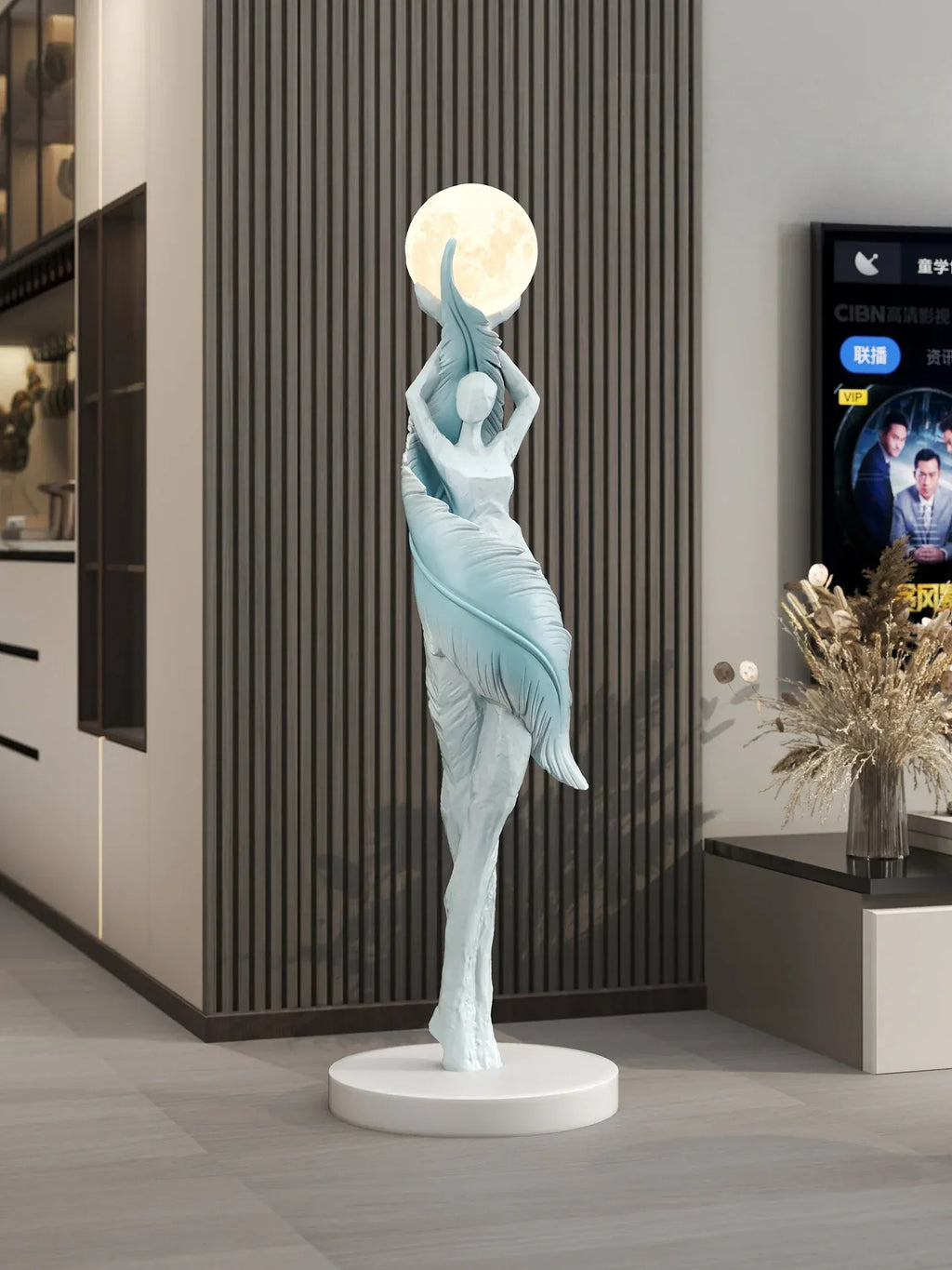 Lampe sculpture femme au clair de lune