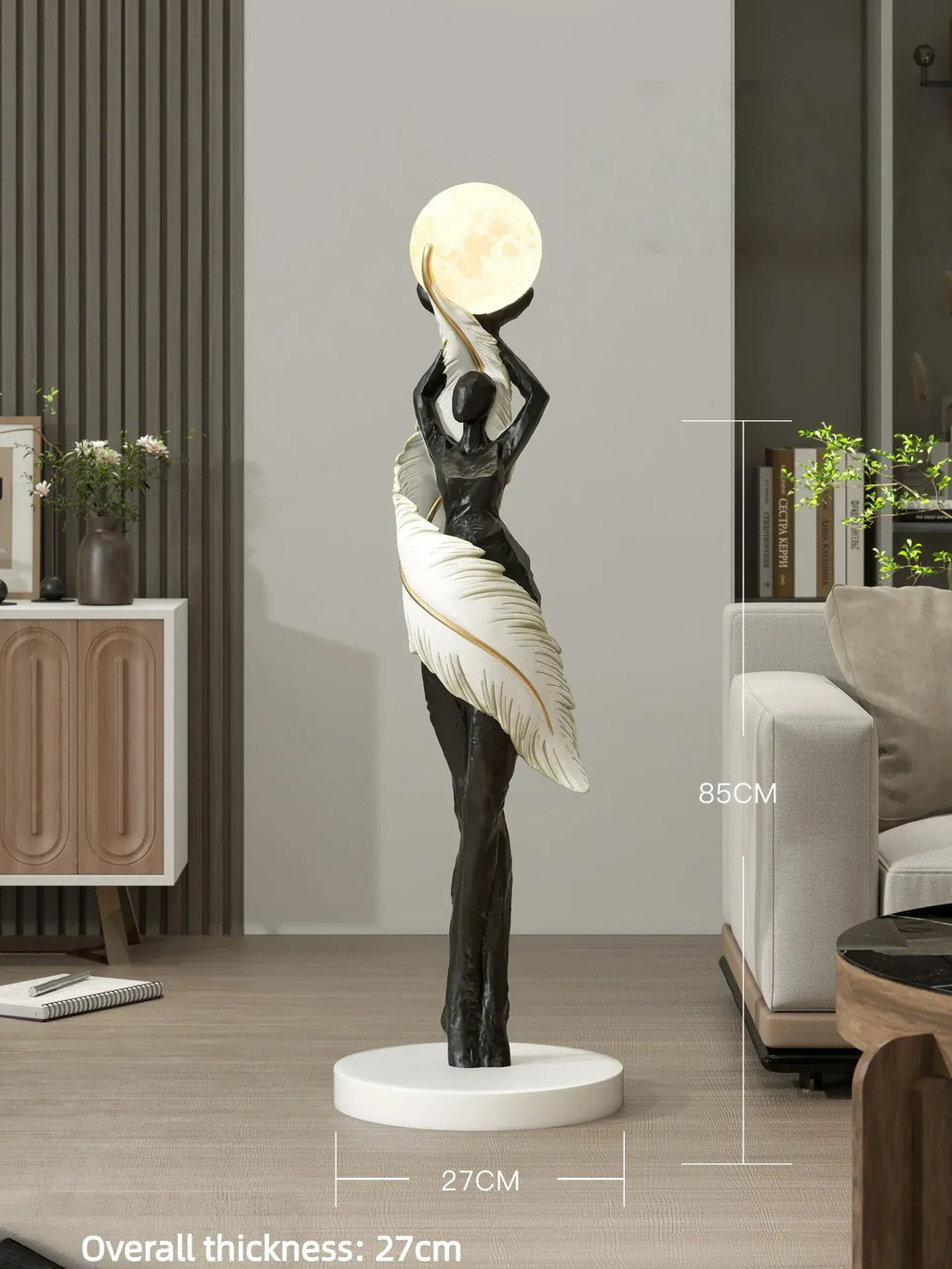 Lampe sculpture femme au clair de lune